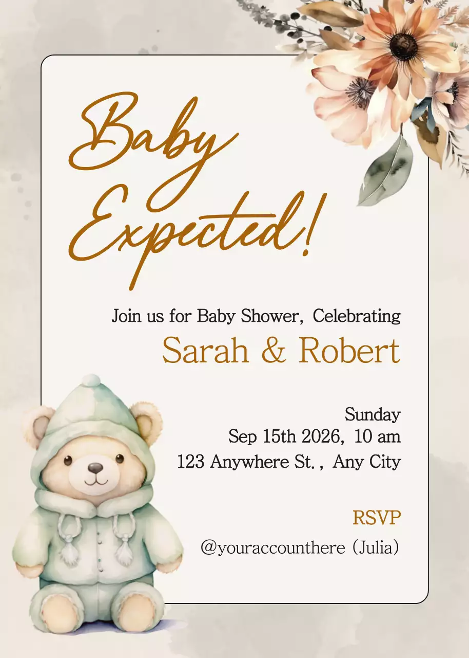 Undangan Baby Shower Lucu Berwarna Krem