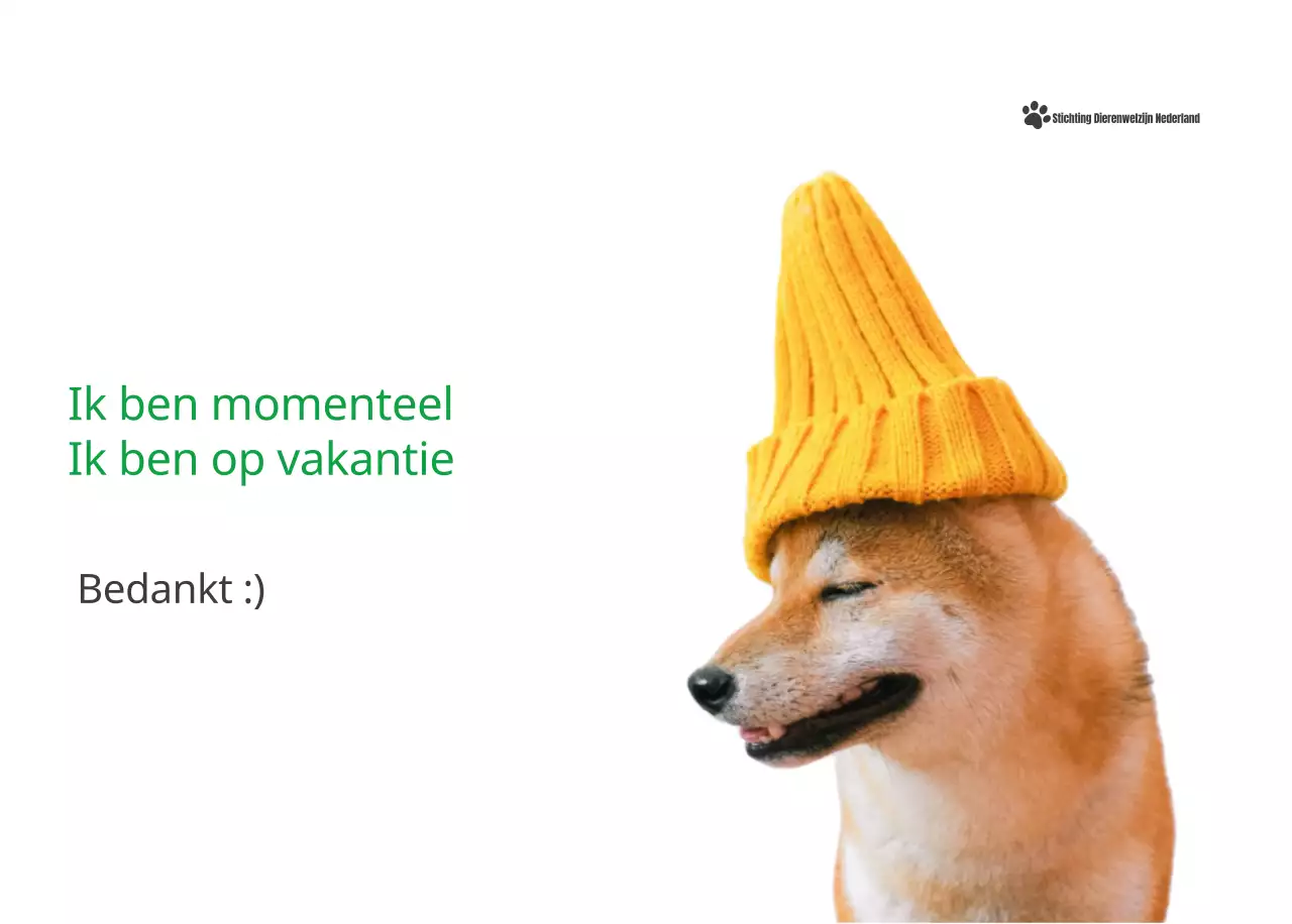 Een kalender met een puppyfoto en een schattige boodschap in groene accentkleur