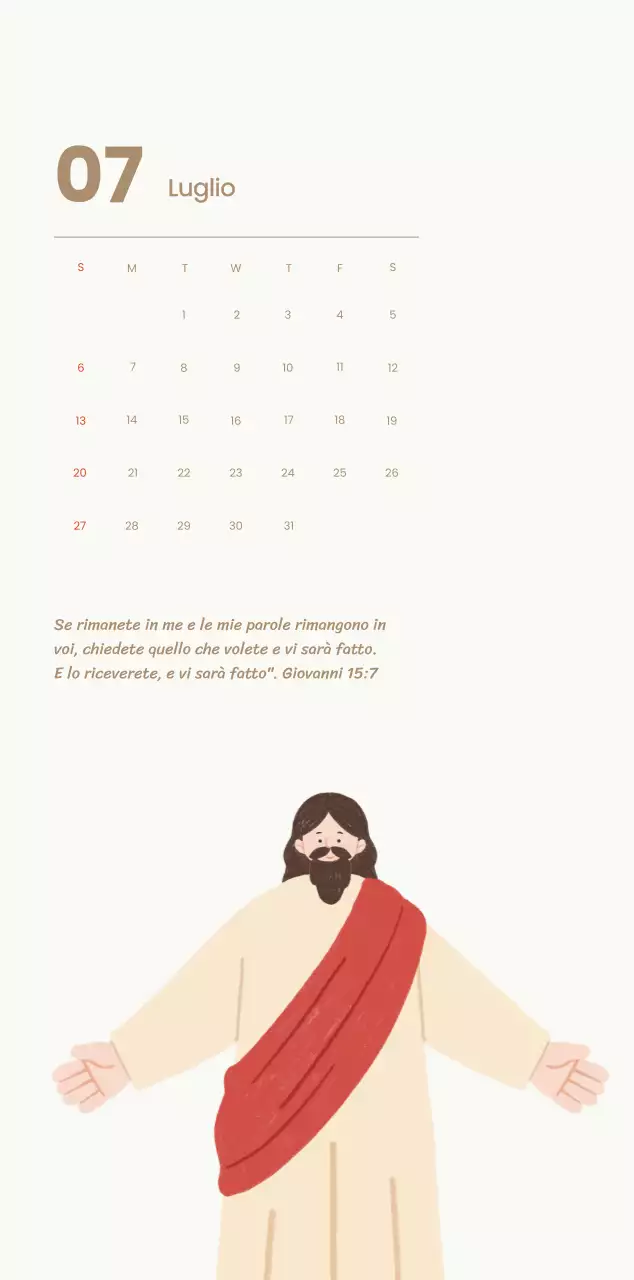 Un calendario devozionale con illustrazioni accoglienti e versetti della Bibbia su uno sfondo blu chiaro