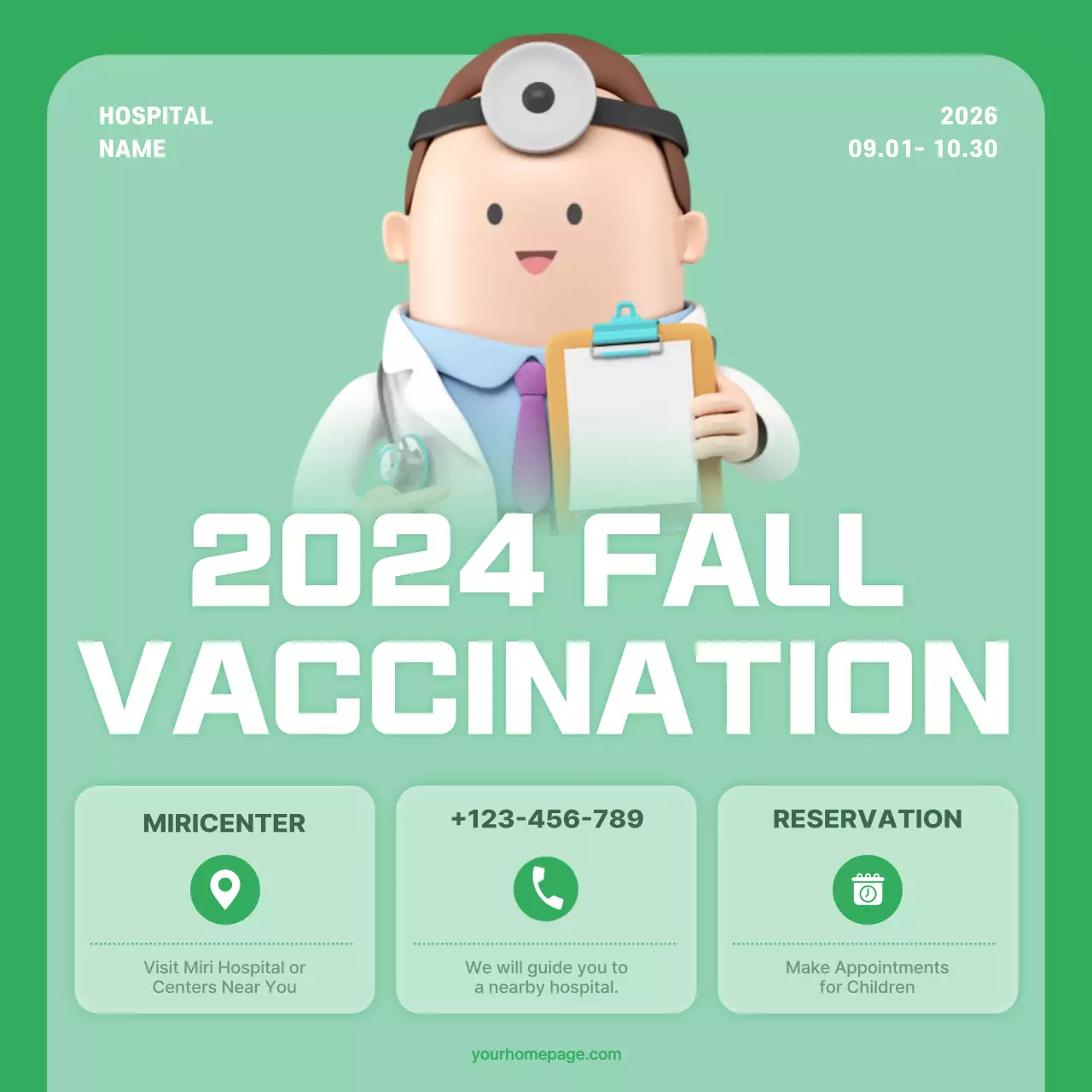 Green Minimal Vaccination Announcement Social Media Post