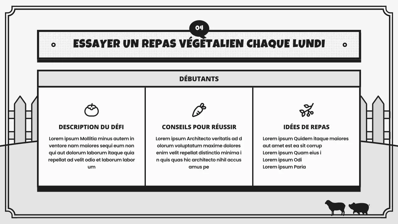 Campagne Retro World Vegan Day Challenge en gris et noir