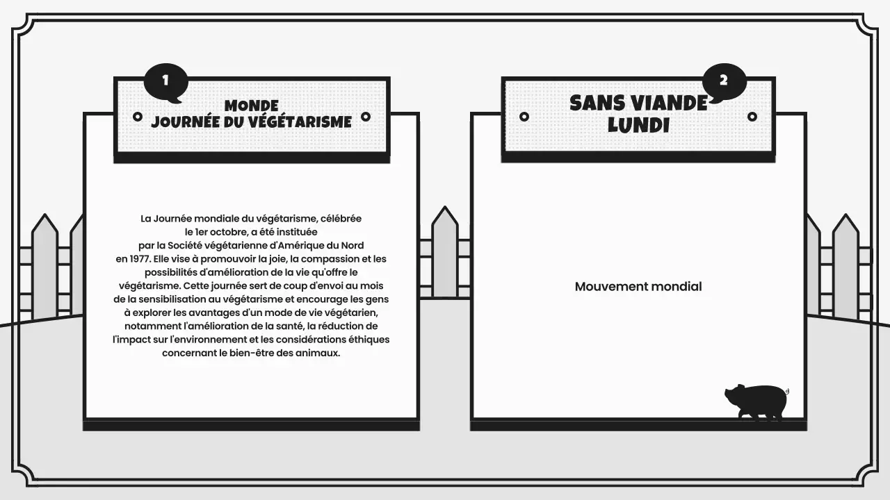 Campagne Retro World Vegan Day Challenge en gris et noir