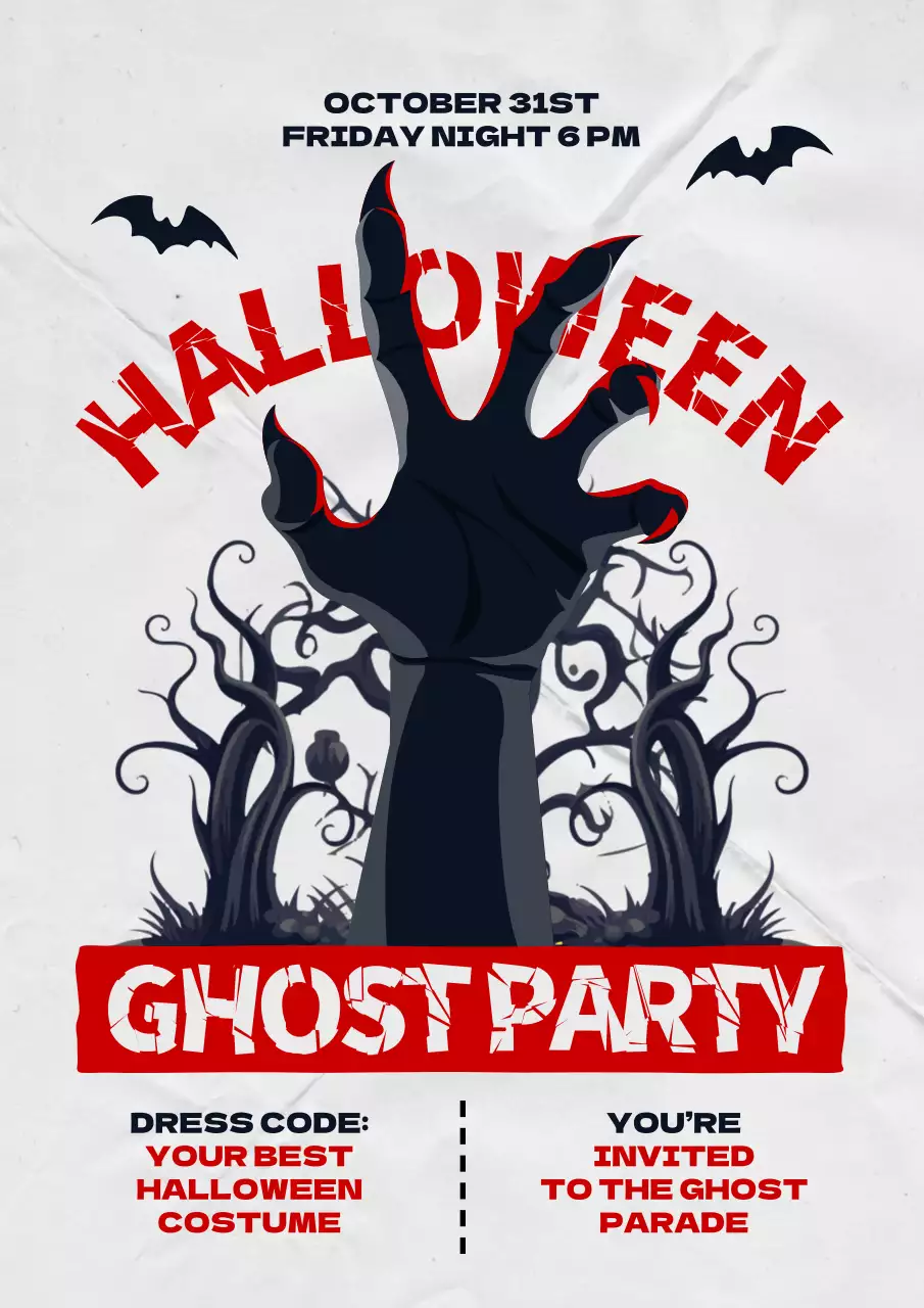 Red Gothic Halloween Invitation Poster