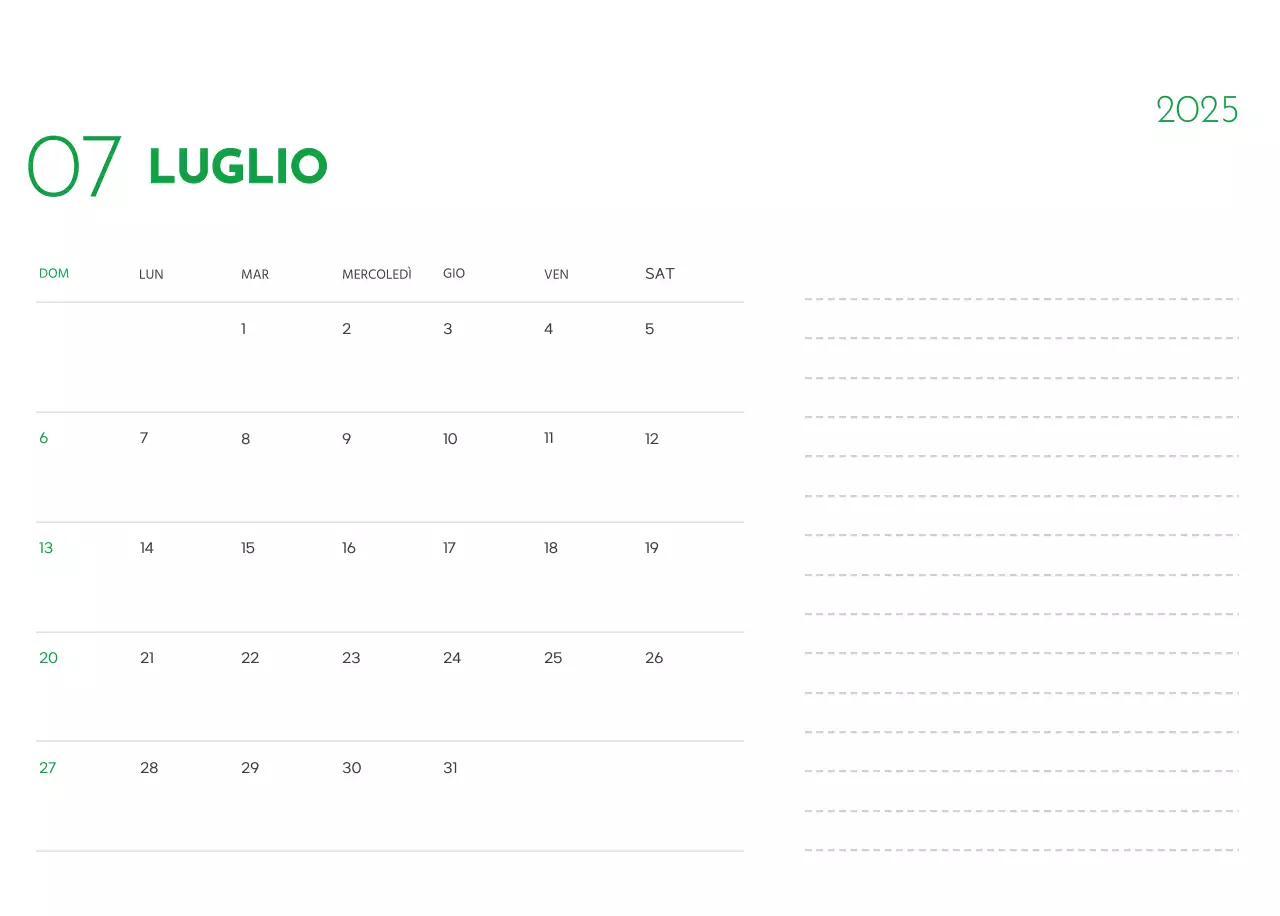 Un calendario con la foto di un cucciolo e un simpatico messaggio in colore verde.