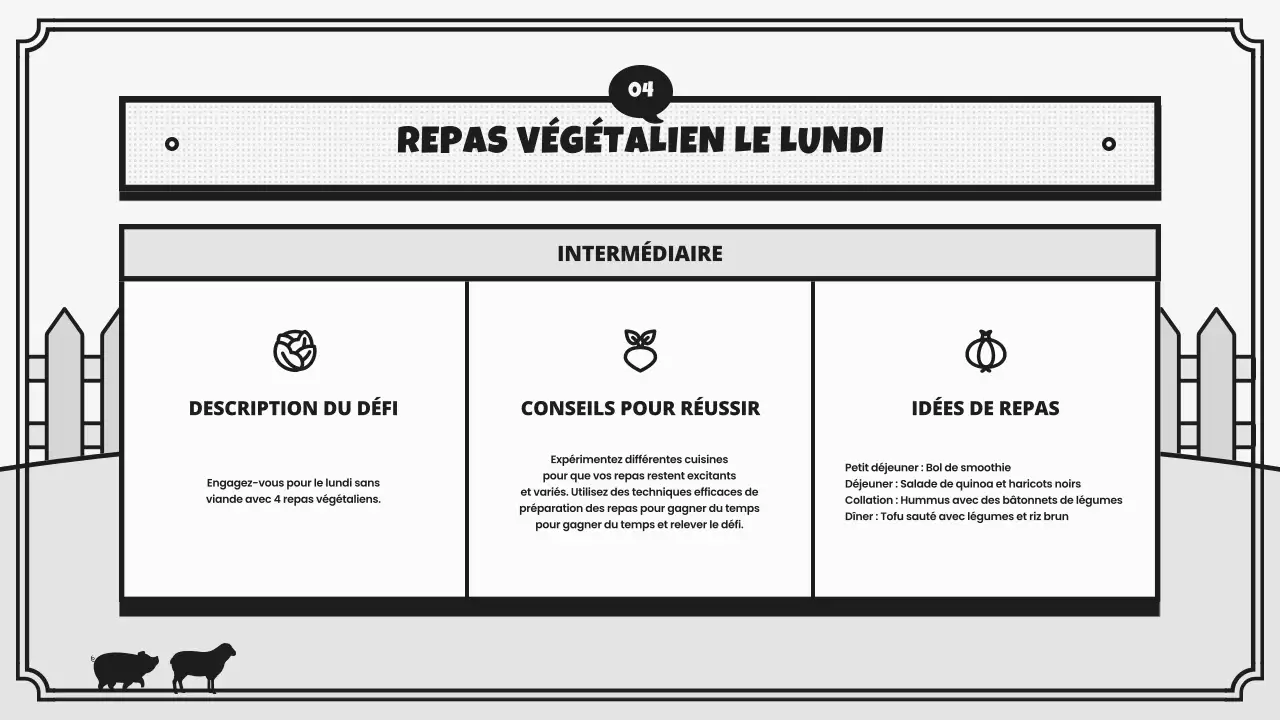 Campagne Retro World Vegan Day Challenge en gris et noir