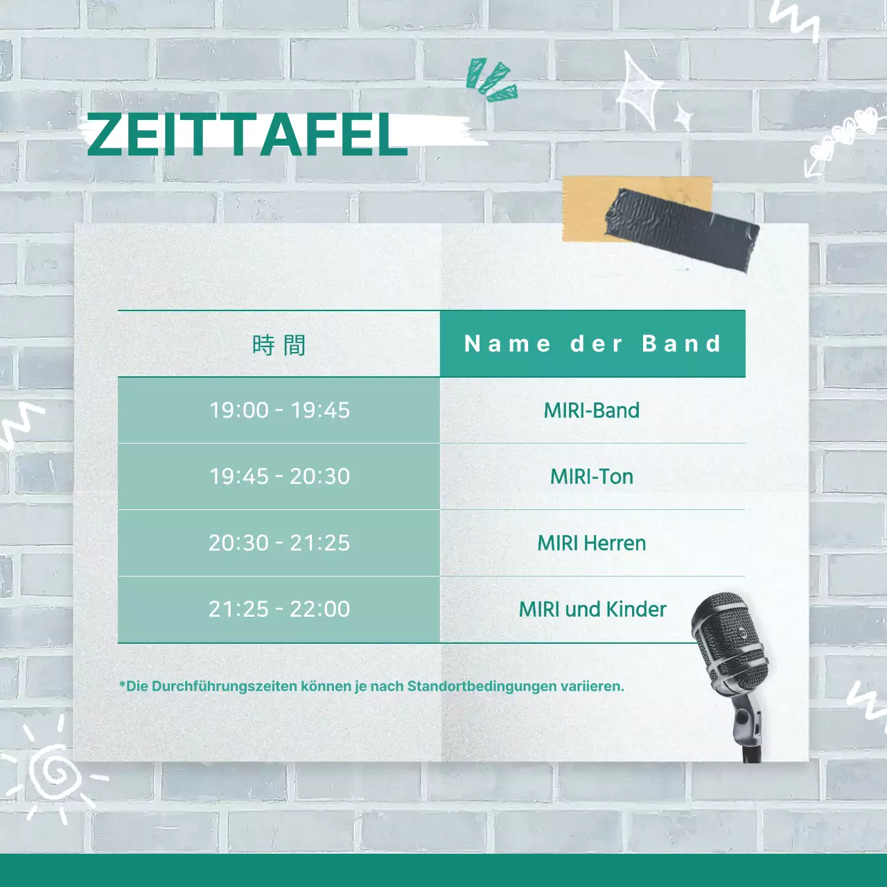 Werbung für die regelmäßigen Auftritte eines Vintage-Universitätsclubs