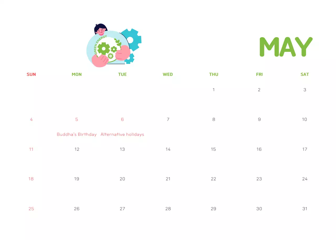 A colorful holiday celebration with illustrations of conservationists and the planet.