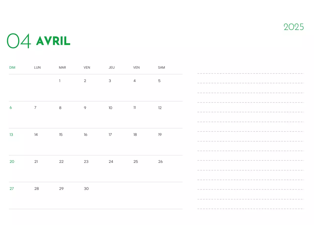 Un calendrier avec une photo de chiot et un message mignon dans une couleur verte.