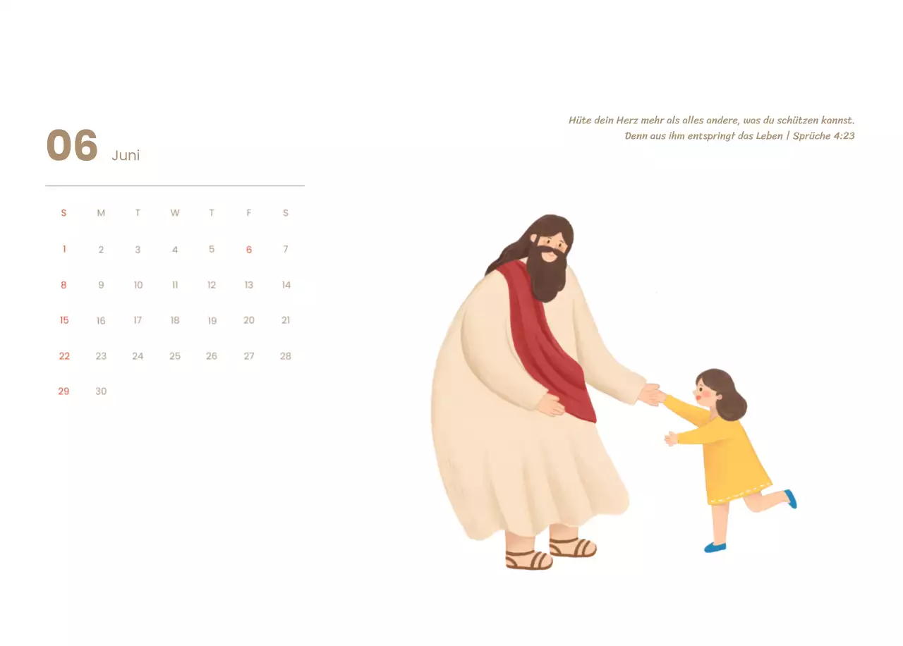 Ein Andachtskalender mit gemütlichen Illustrationen und Bibelversen auf hellblauem Hintergrund