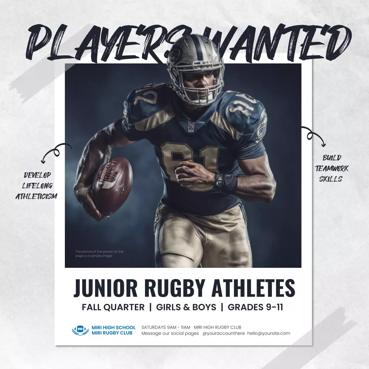 Grey Modern Rugby Recruitment Social Media Post