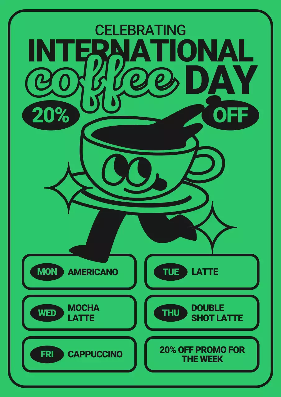 Green Retro Coffee Promotion Poster