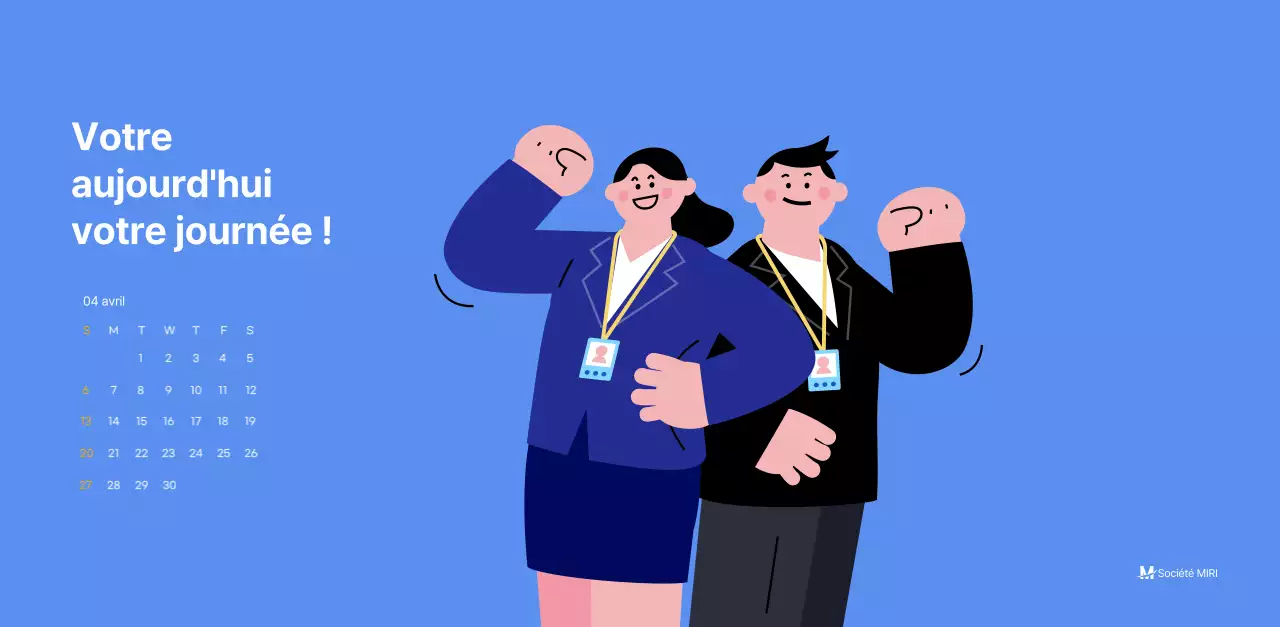 Calendrier de motivation avec des illustrations énergiques et des citations positives sur un fond bleu clair