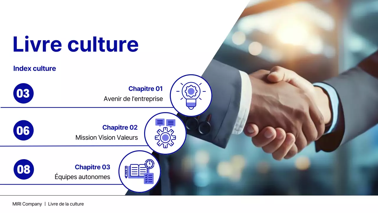 Le livre de la culture d'entreprise moderne en bleu marine