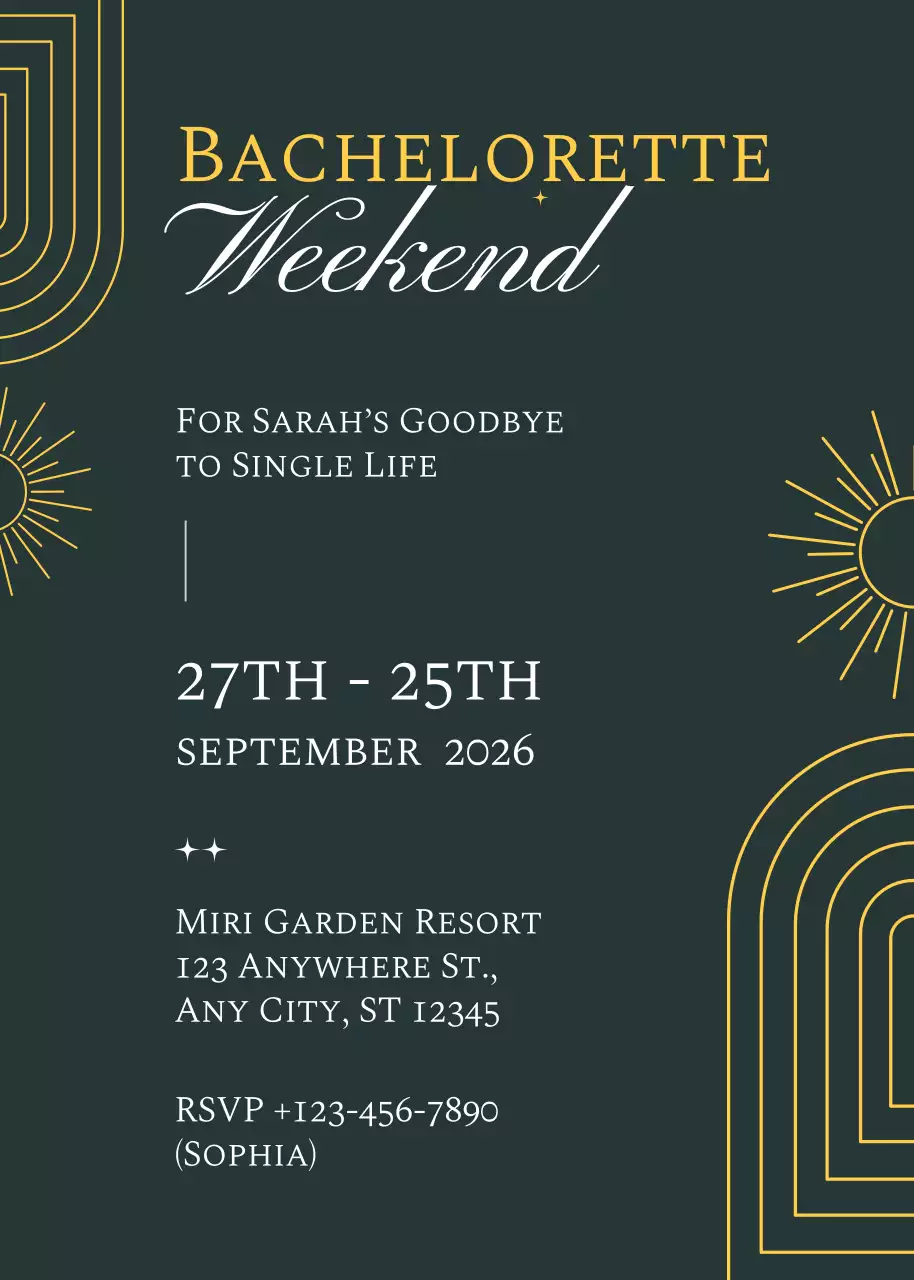 Thiệp mời tiệc độc thân hiện đại màu đen