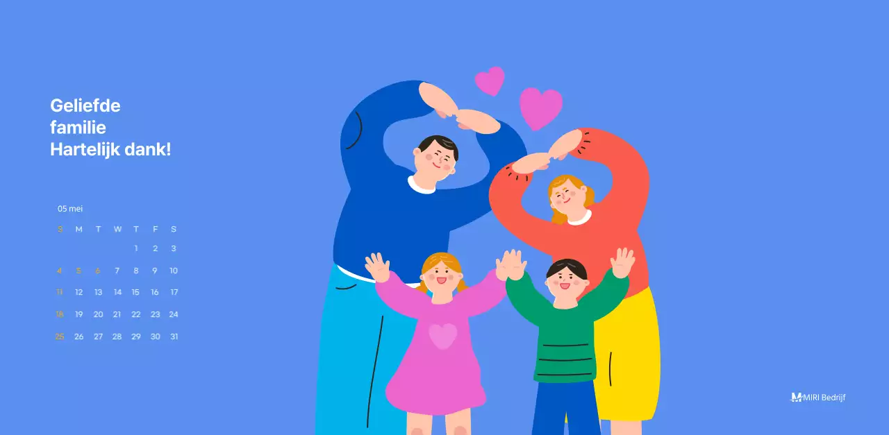 Motiverende kalender met energieke illustraties en positieve citaten op een lichtblauwe achtergrond