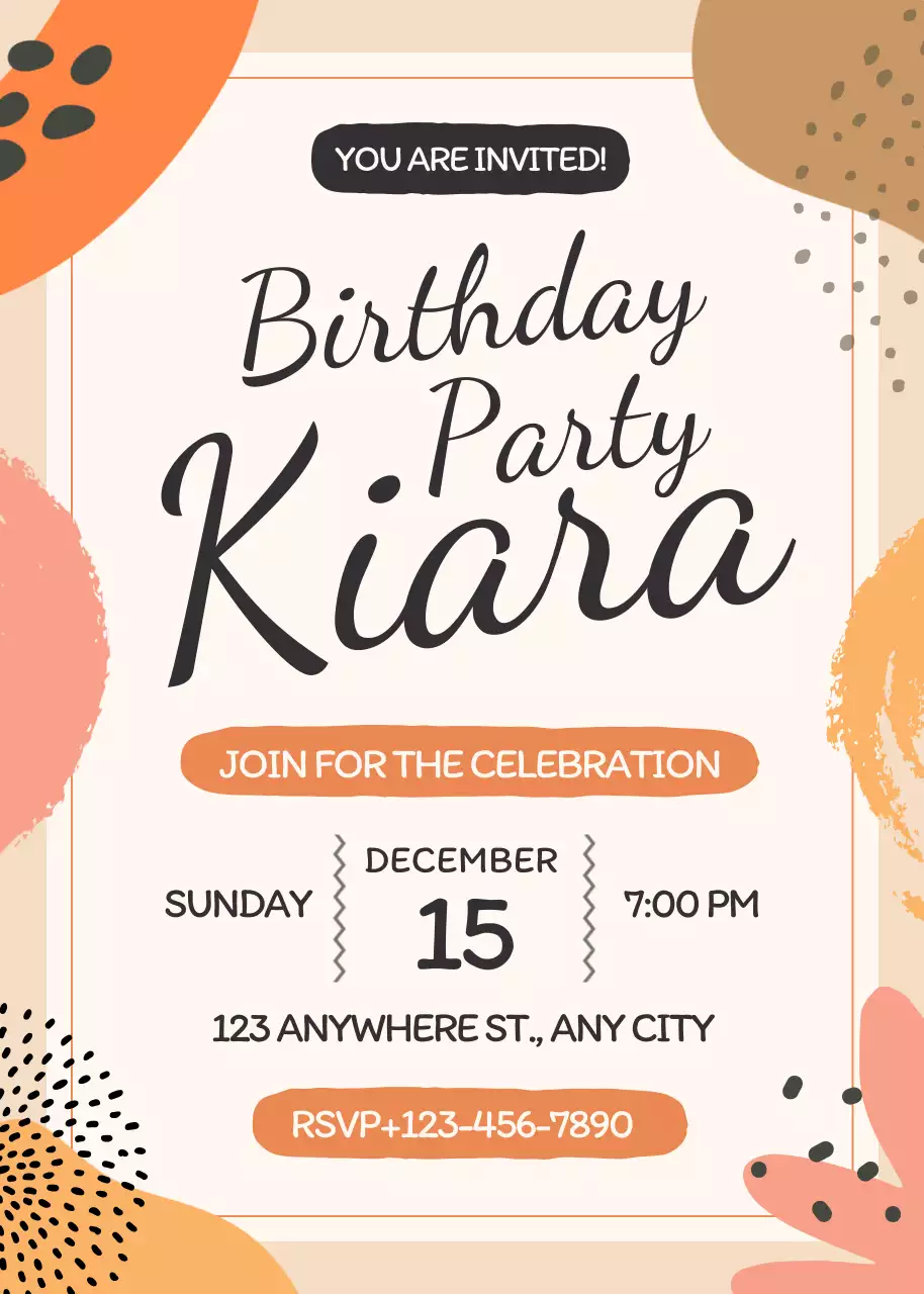 Convite de festa de aniversário minimalista bege