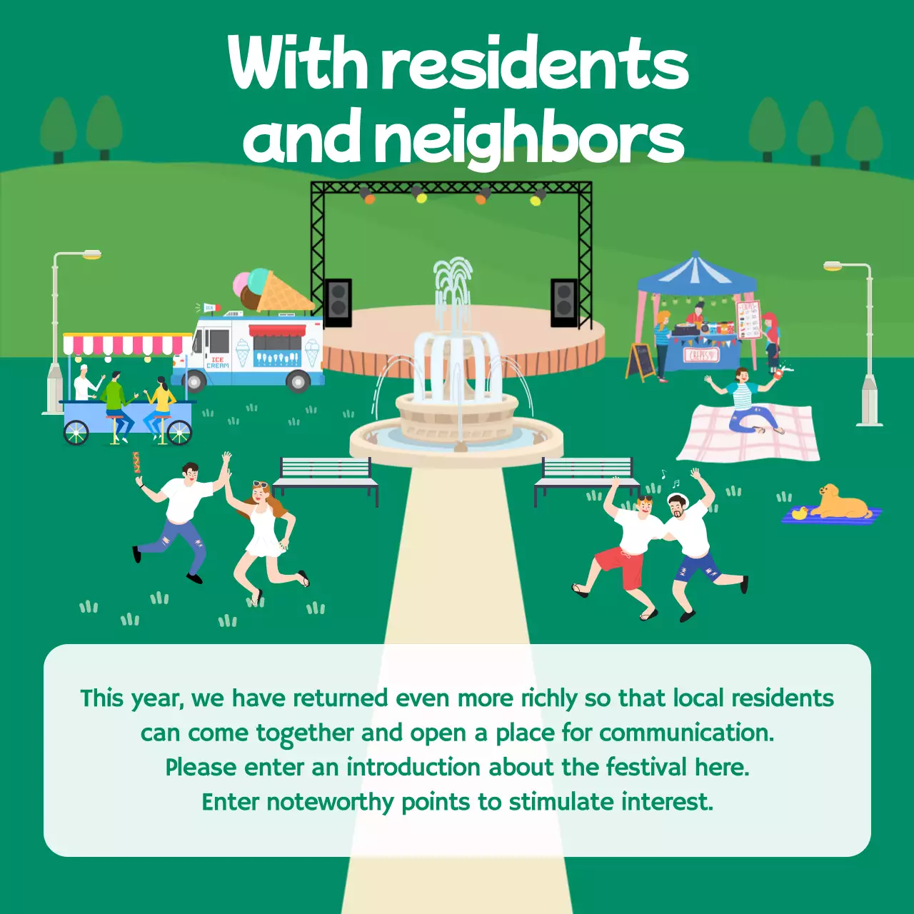 Green Retro Festival Announcement Instagram Carousel