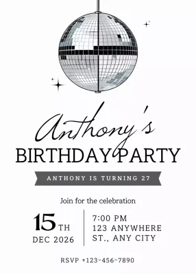 Silver Retro Birthday Invitation Poster