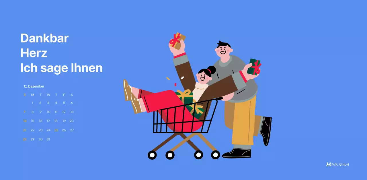 Motivationskalender mit energiegeladenen Illustrationen und positiven Zitaten auf hellblauem Hintergrund