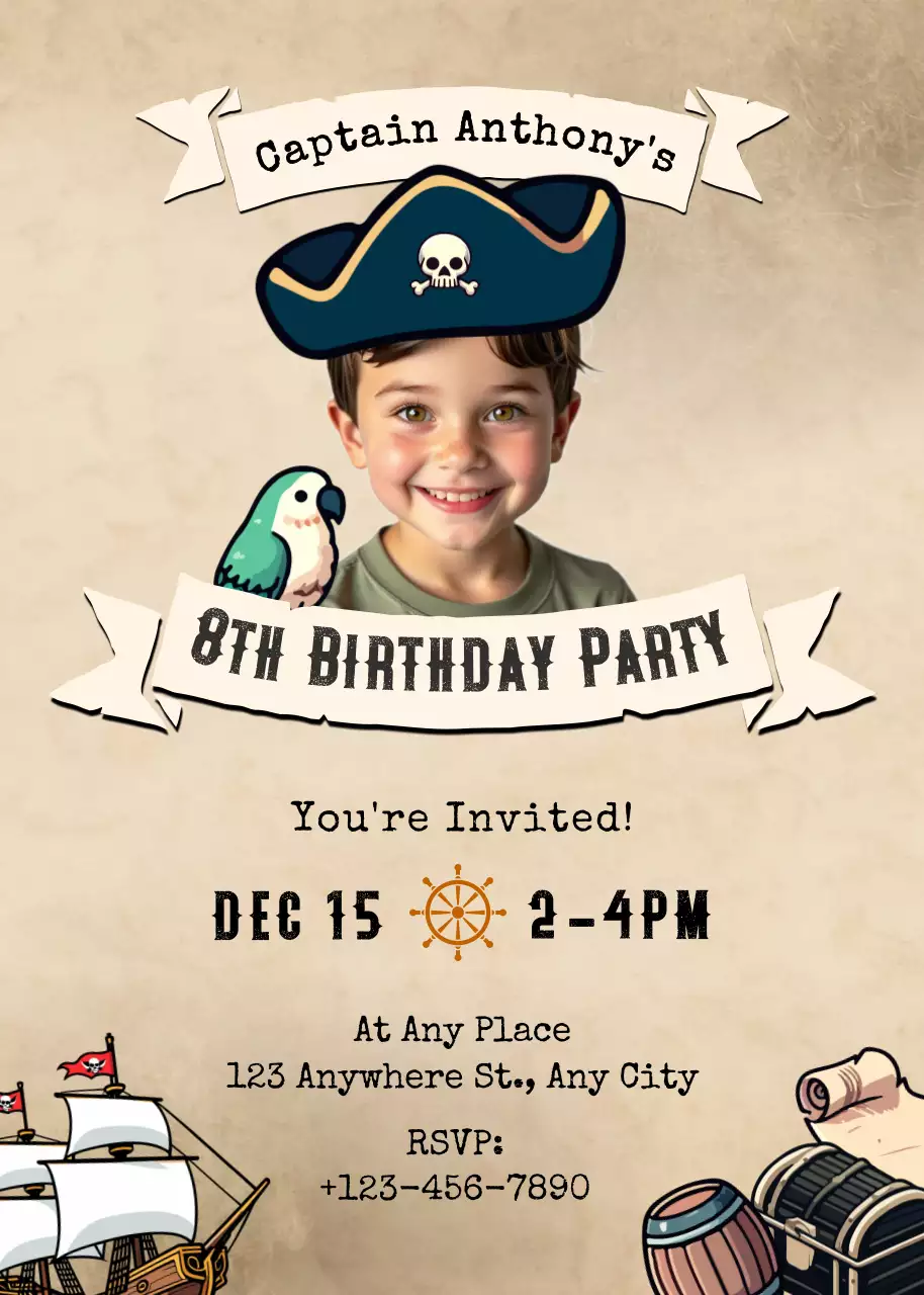 Poster Undangan Ulang Tahun Tradisional Beige