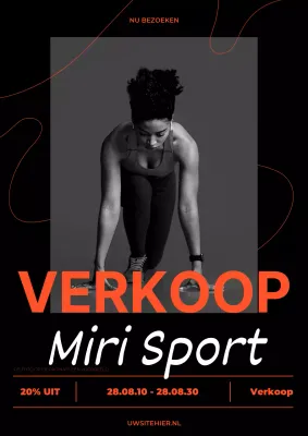 Moderne sportkledingverkoopadvertentie in zwart en oranje