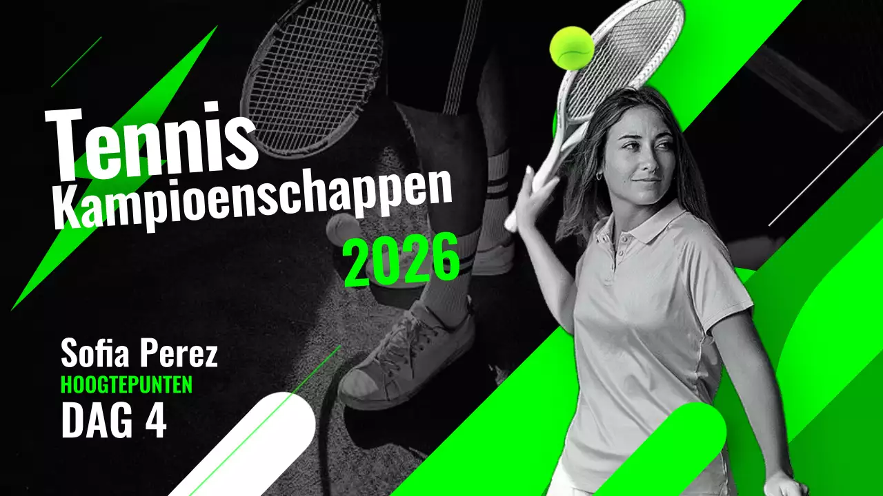 Groen en zwart creatief geometrisch tennistoernooi