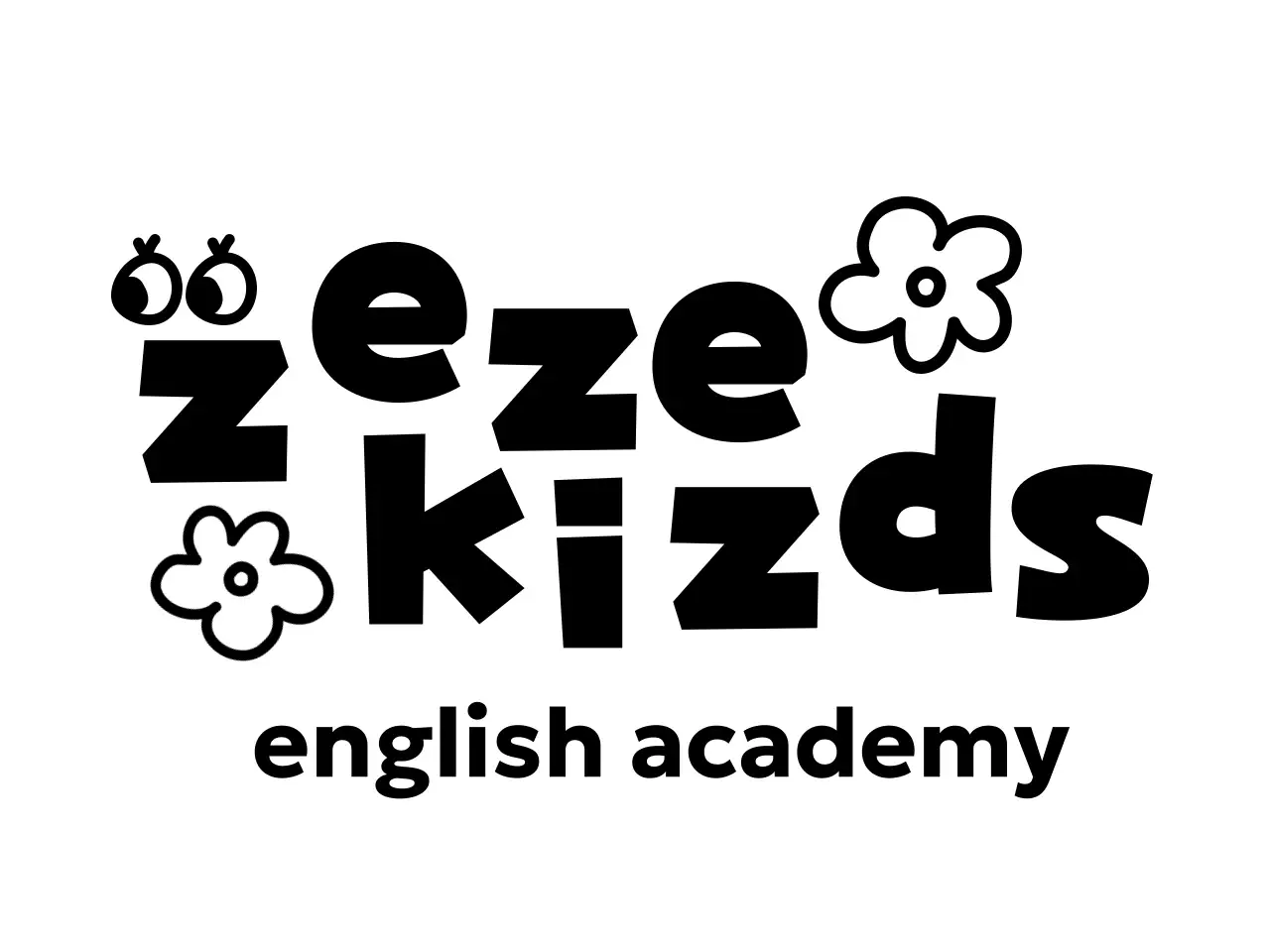 귀여운 느낌의 폰트와 손그림이 있는 영어 학원 홍보