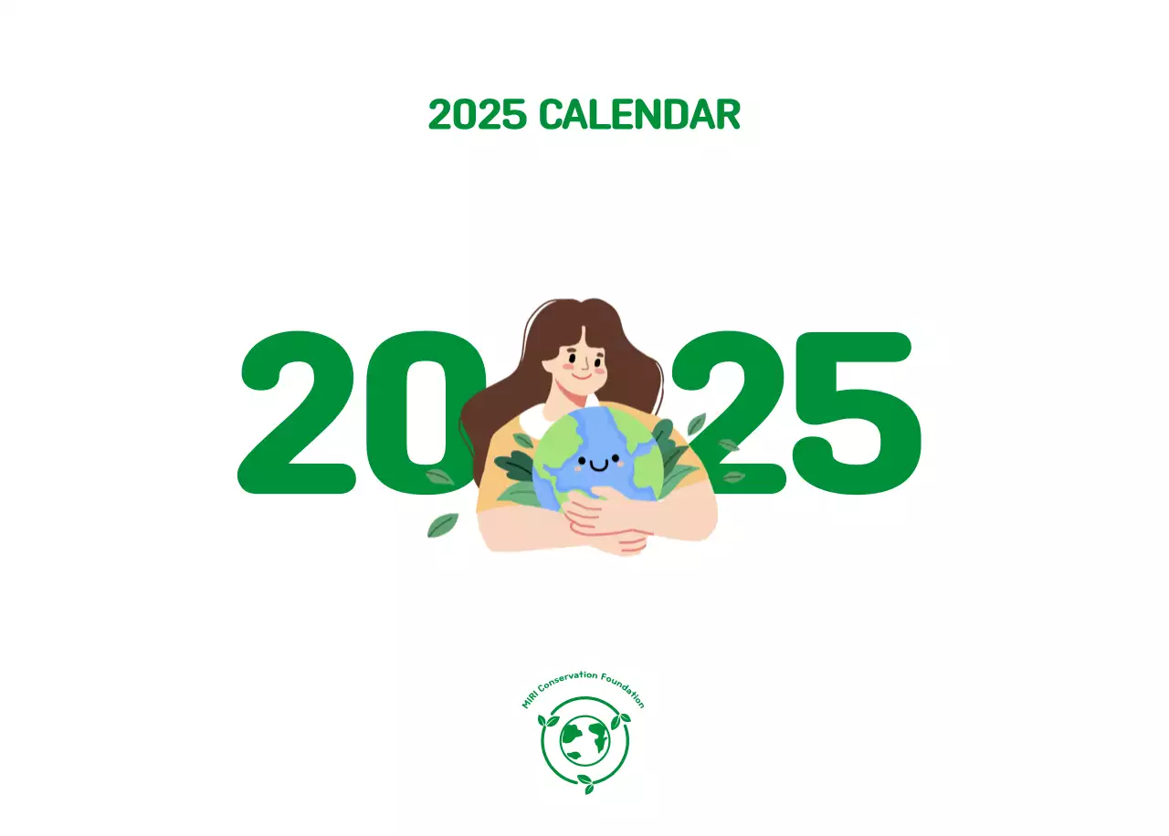 A colorful holiday celebration with illustrations of conservationists and the planet.