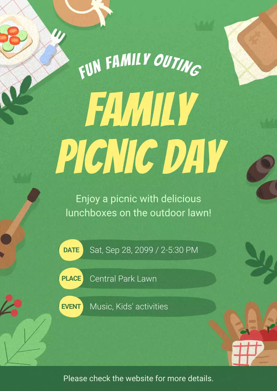 Green Rustic Picnic Event Poster