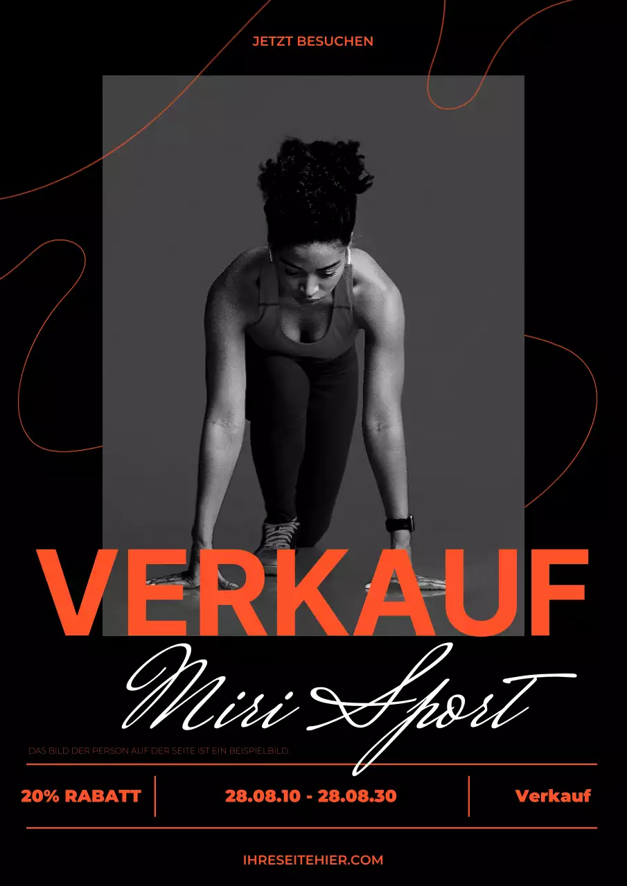 Moderne Sportswear-Verkaufsanzeige in Schwarz und Orange
