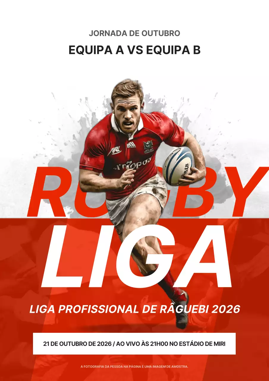 Promover o jogo moderno de râguebi em vermelho e branco