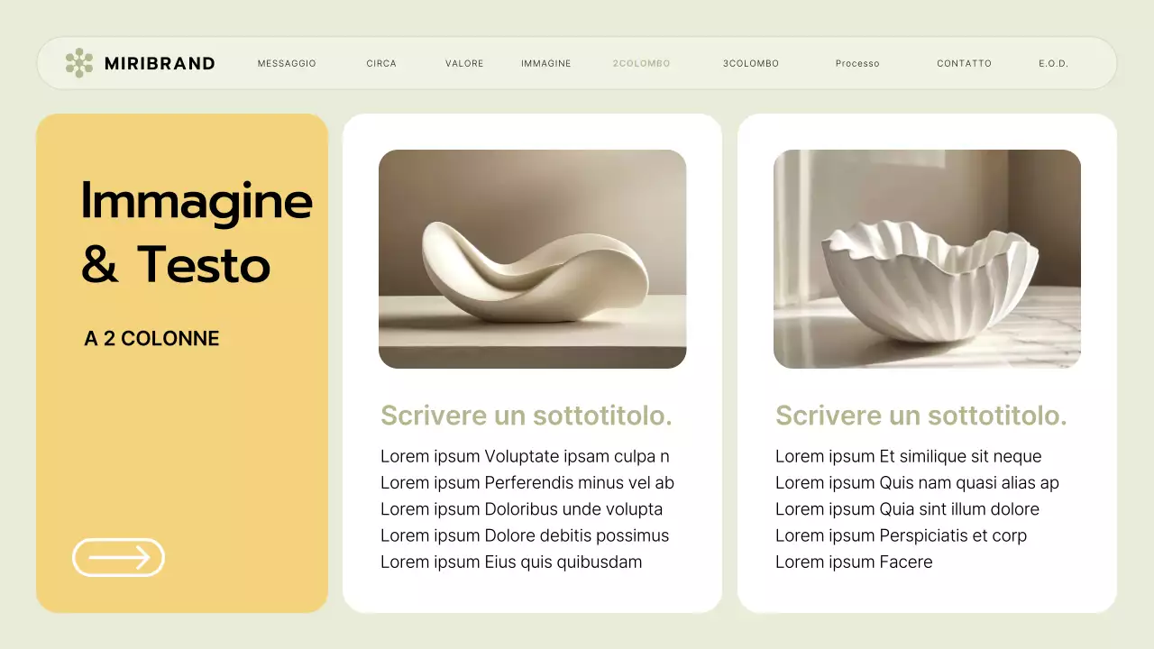 Briefing sul marchio di una piccola impresa con stile UI verde lime e giallo