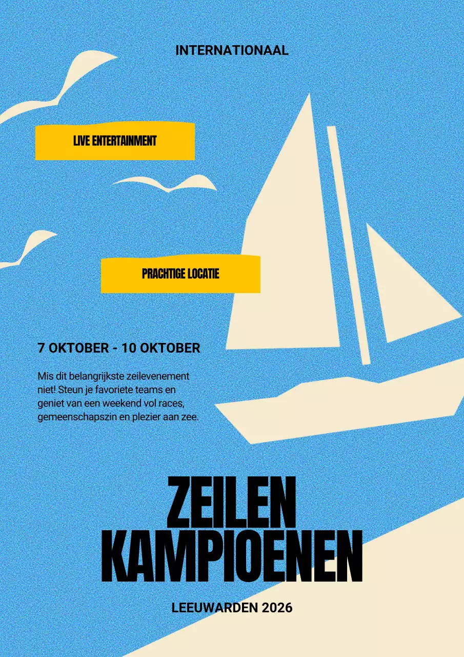 Promoot de zeilsport in lichtblauwe en ivoorkleurige geometrische kleuren