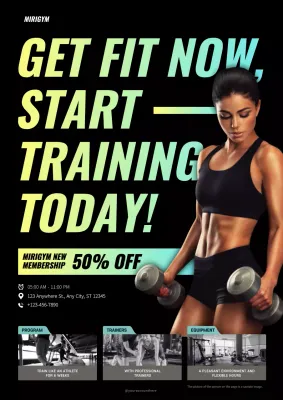 Black Modern Fitness Promotion Poster