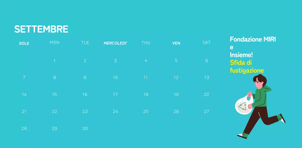 Una fondazione sociale che celebra le festività natalizie con illustrazioni colorate di persone e del pianeta.