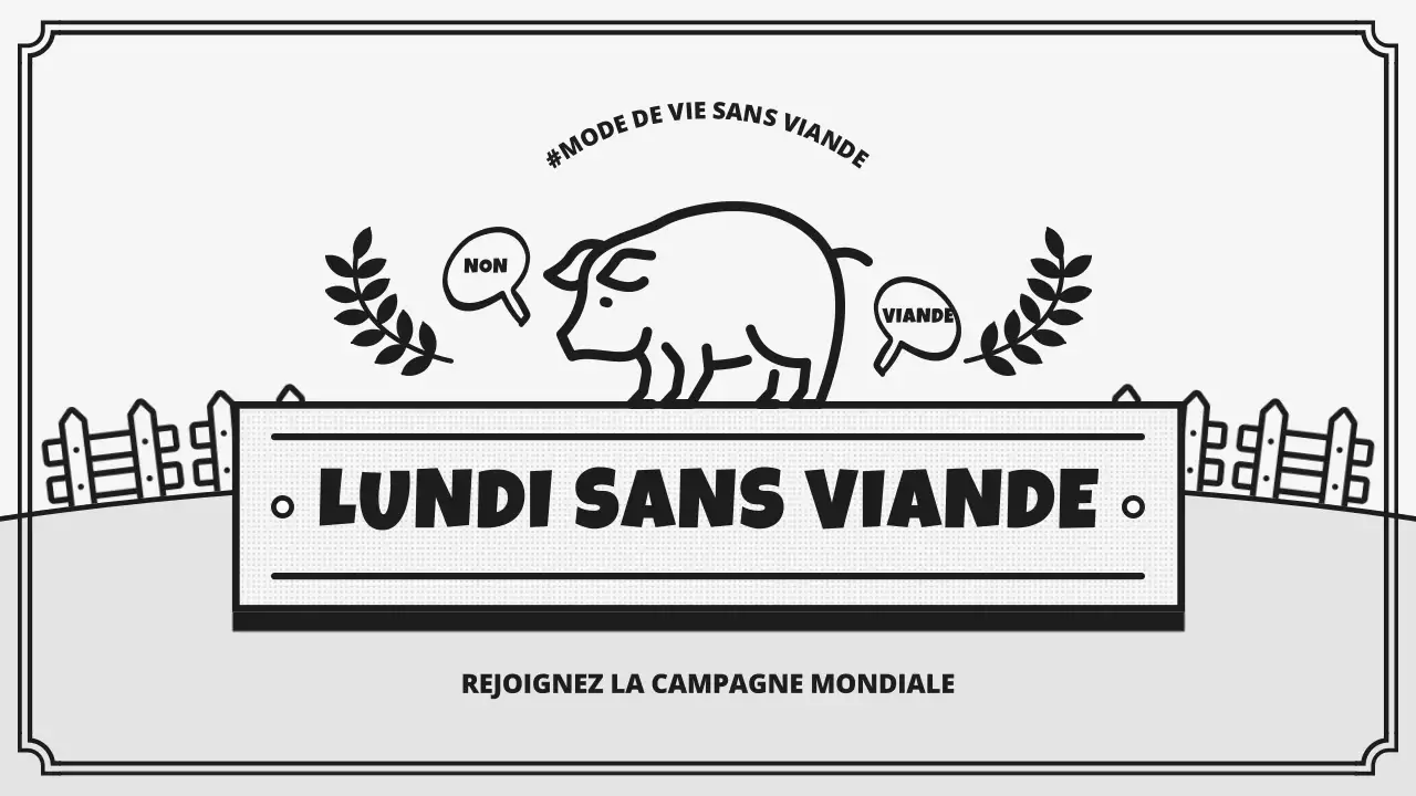 Campagne Retro World Vegan Day Challenge en gris et noir