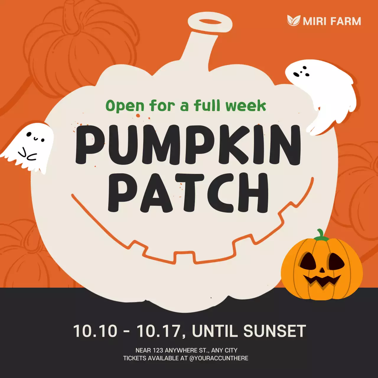 Orange Traditional Pumpkin Event Announcement Social Media Post