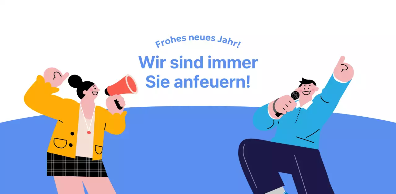 Motivationskalender mit energiegeladenen Illustrationen und positiven Zitaten auf hellblauem Hintergrund