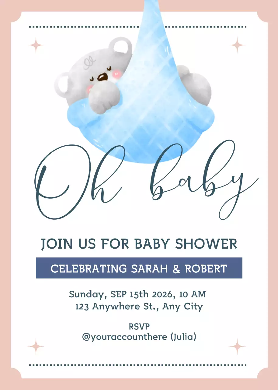 Undangan Baby Shower Lucu Berwarna Krem