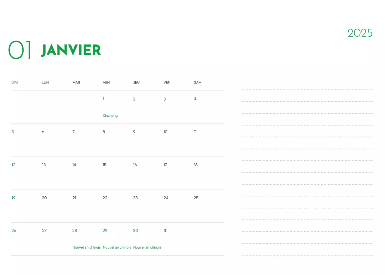 Un calendrier avec une photo de chiot et un message mignon dans une couleur verte.