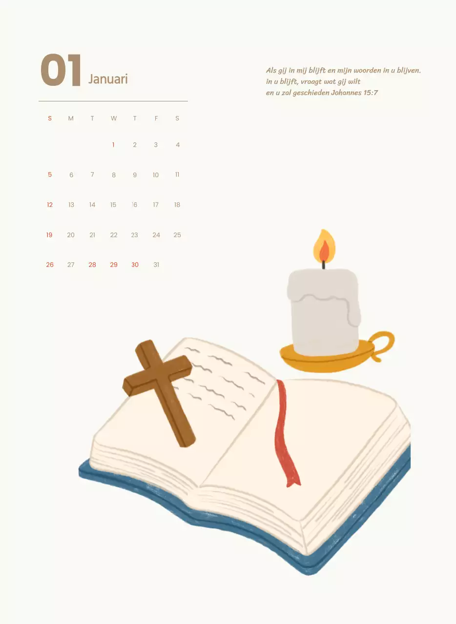 Een devotiekalender met gezellige illustraties en bijbelverzen op een lichtblauwe achtergrond