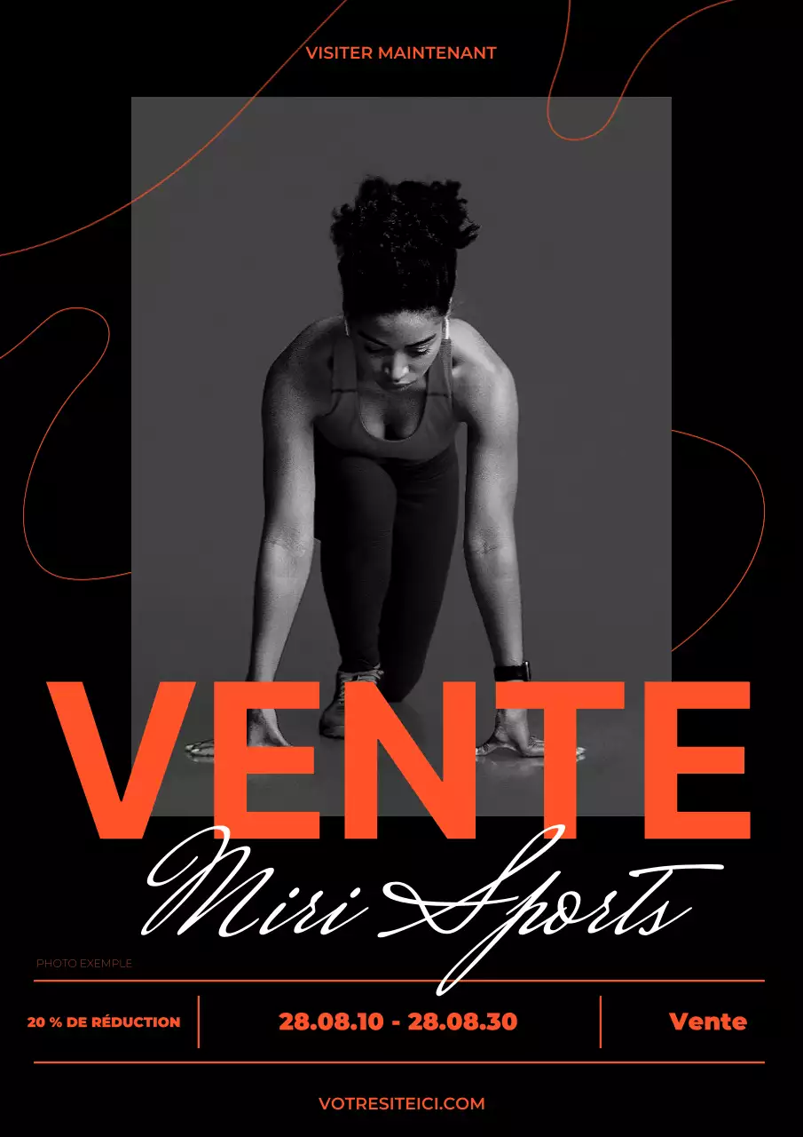 Annonce de vente de vêtements de sport modernes en noir et orange