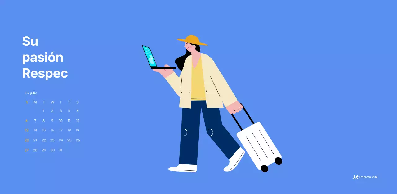 Calendario motivacional con ilustraciones llenas de energía y citas positivas sobre fondo azul claro