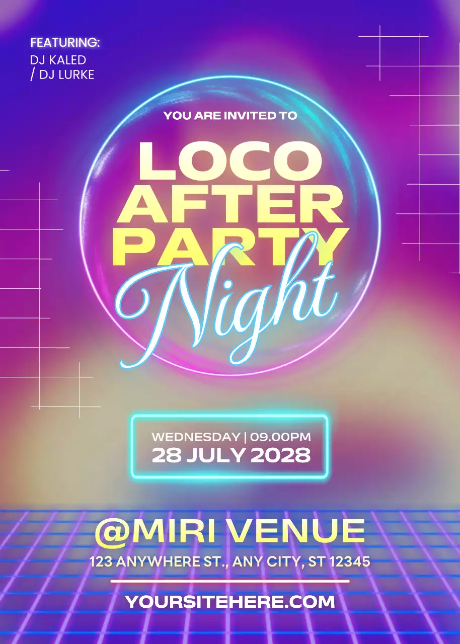 Poster Mời Tiệc Thời Trang Neon