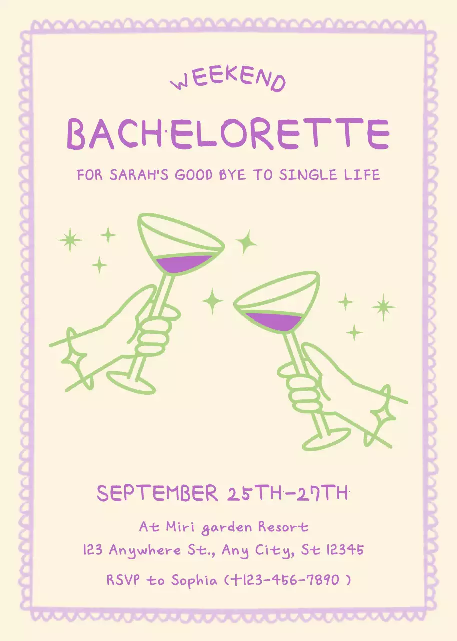 Thiệp mời tiệc độc thân cổ điển màu be