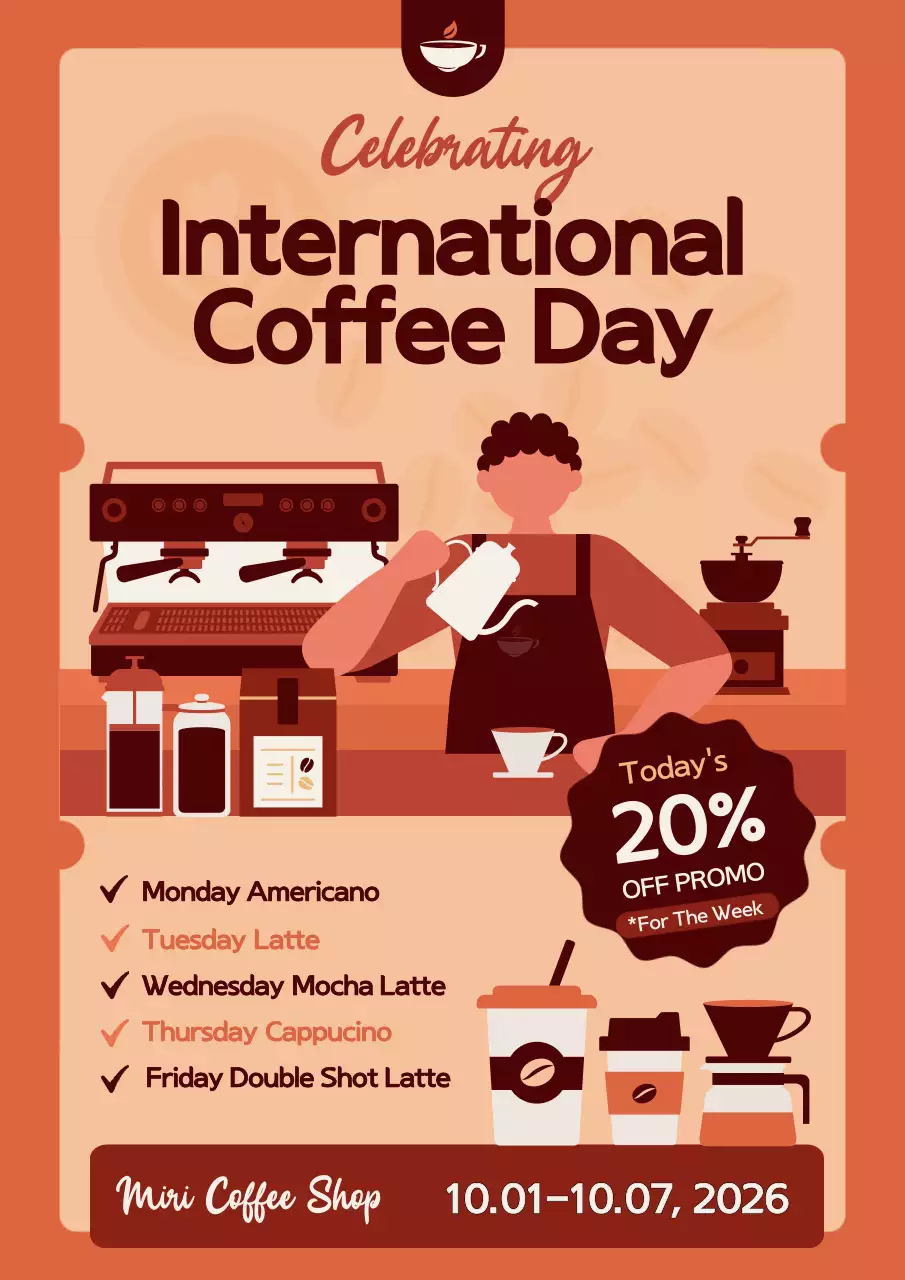 Orange Retro Coffee Promotion Poster