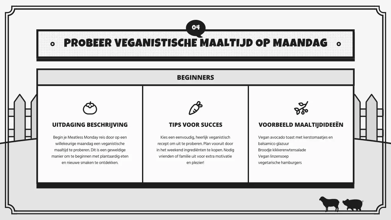 Retro campagne Wereld Vegan Dag in grijs en zwart