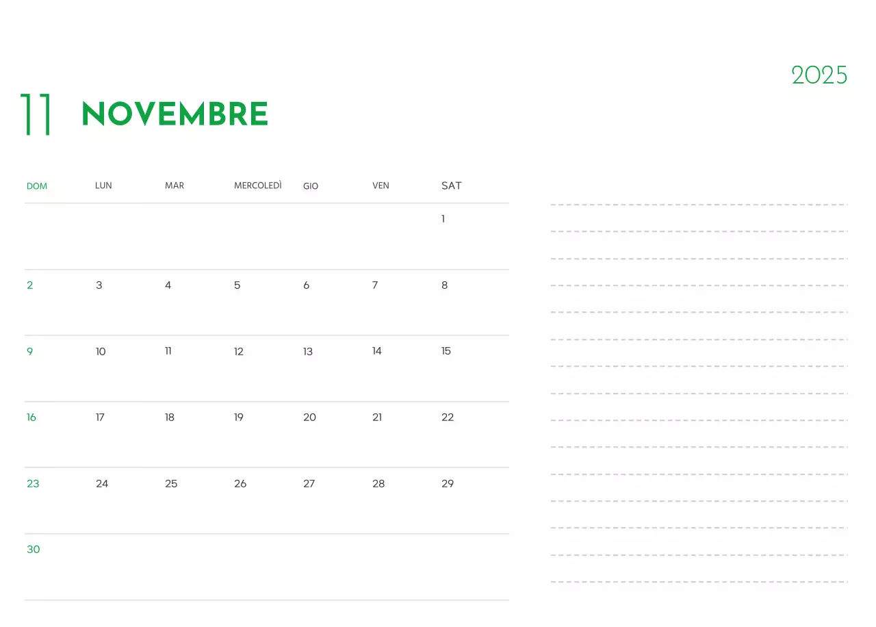 Un calendario con la foto di un cucciolo e un simpatico messaggio in colore verde.