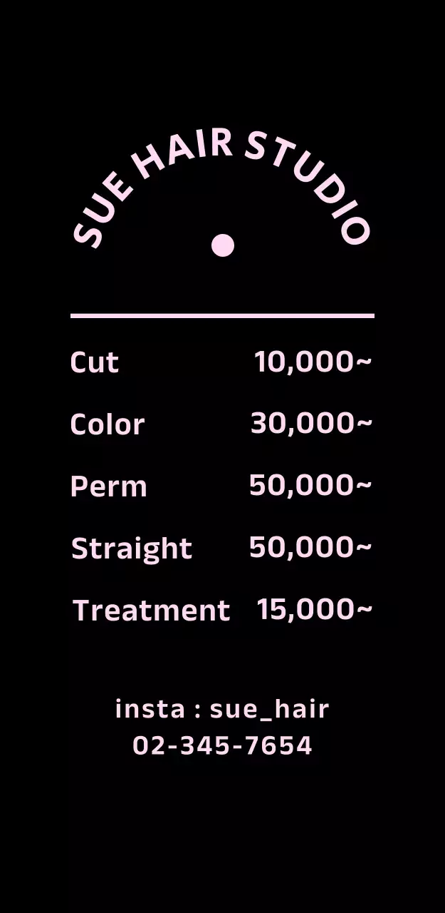 핑크색의 모던한 미용실 안내 입간판