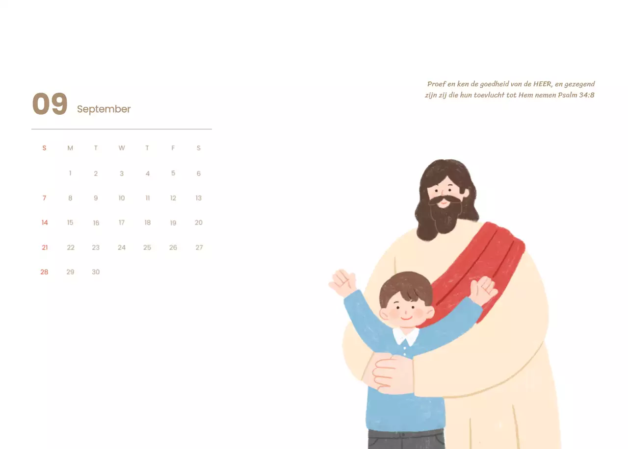 Een devotiekalender met gezellige illustraties en bijbelverzen op een lichtblauwe achtergrond